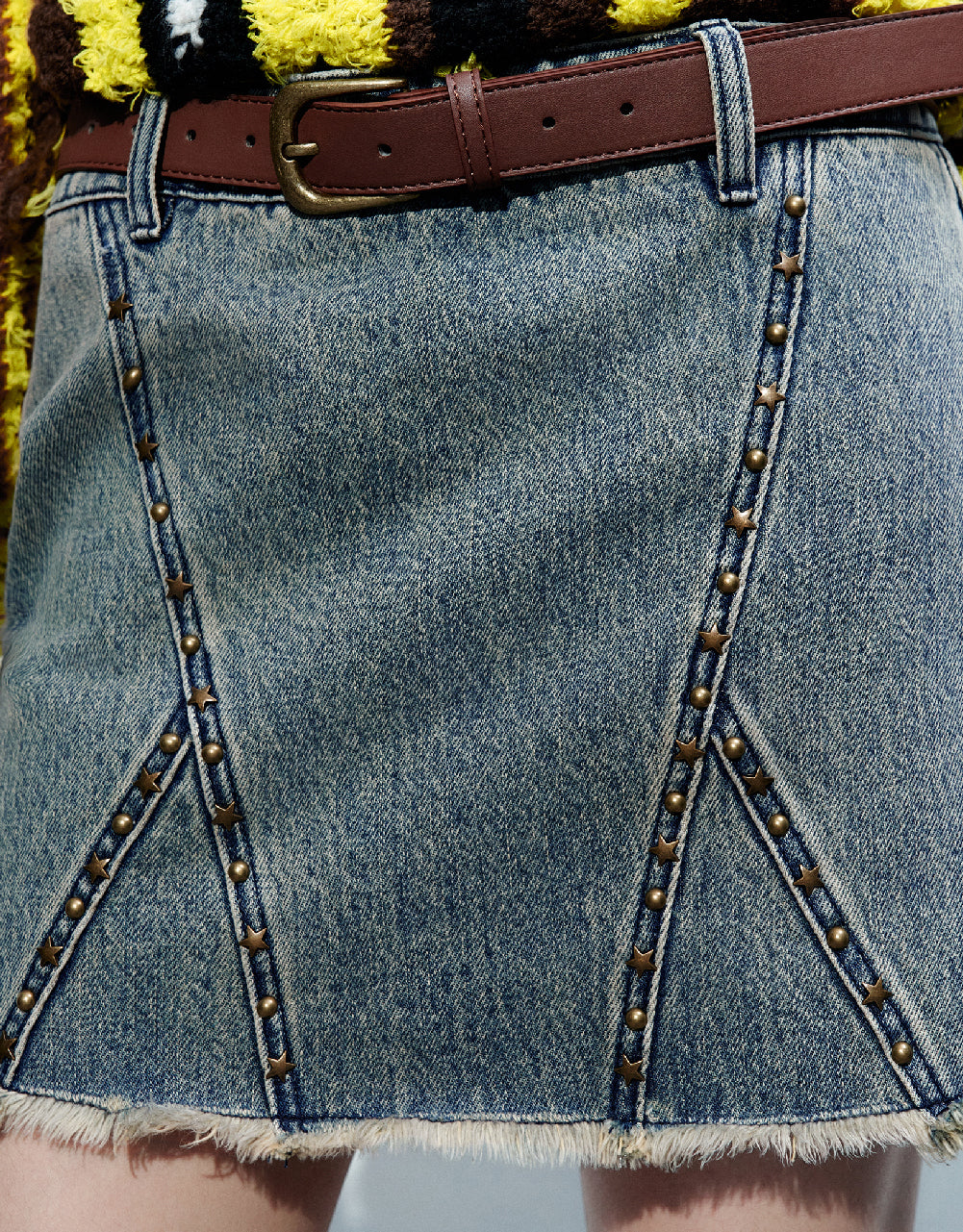Raw Hem Mini Denim Skirt