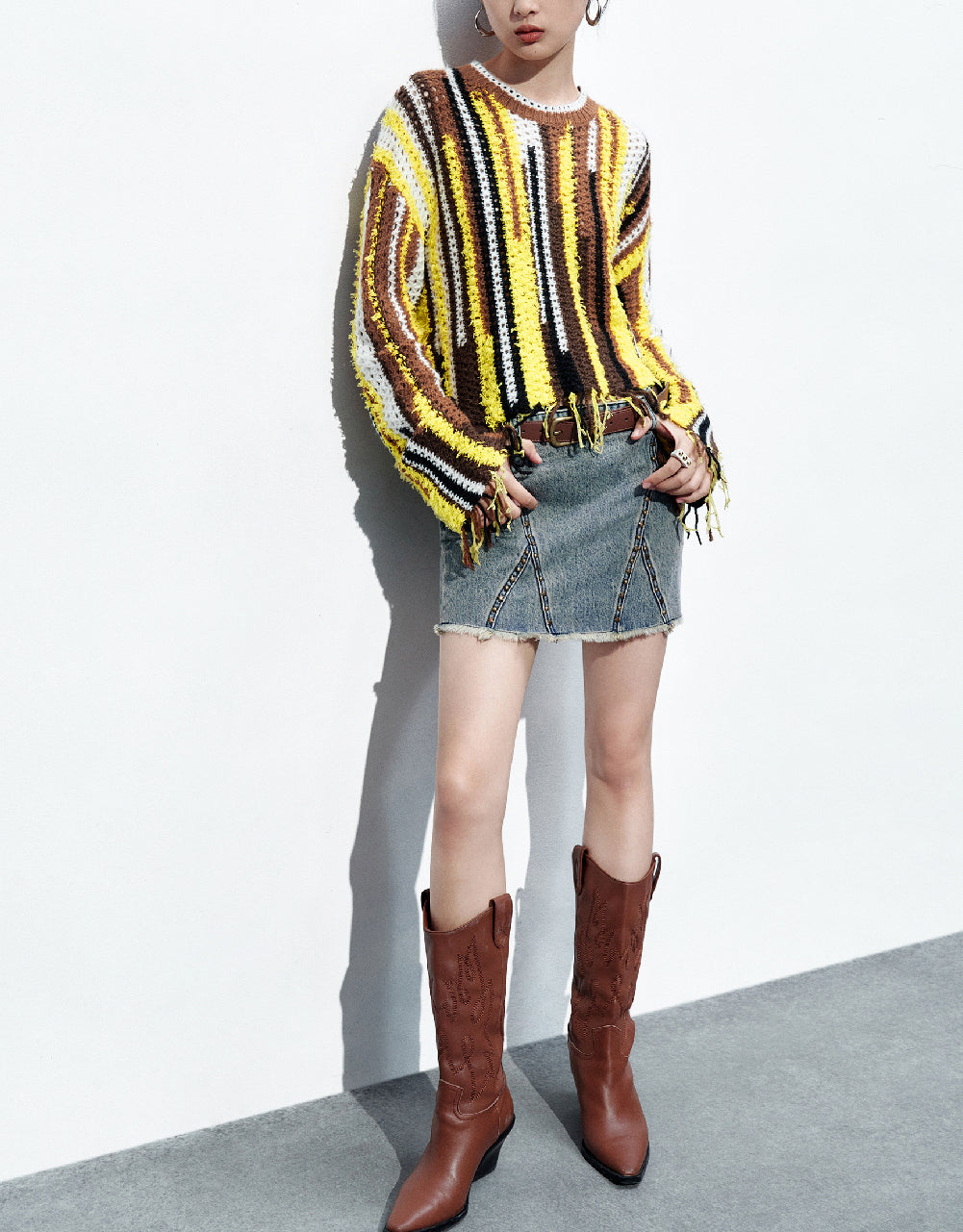 Raw Hem Mini Denim Skirt