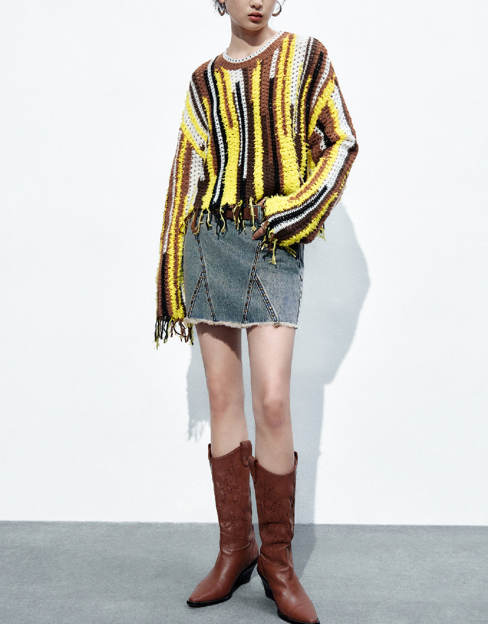 Raw Hem Mini Denim Skirt