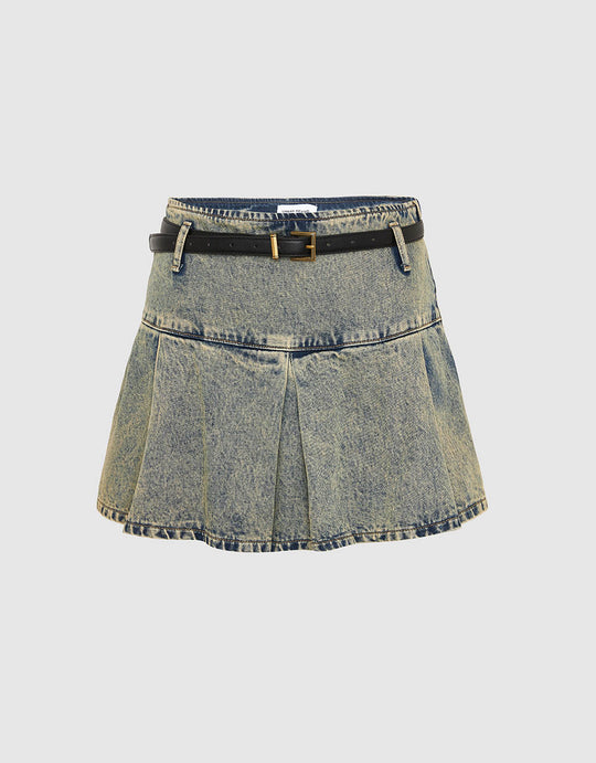 Mini A-Line Denim Skirt
