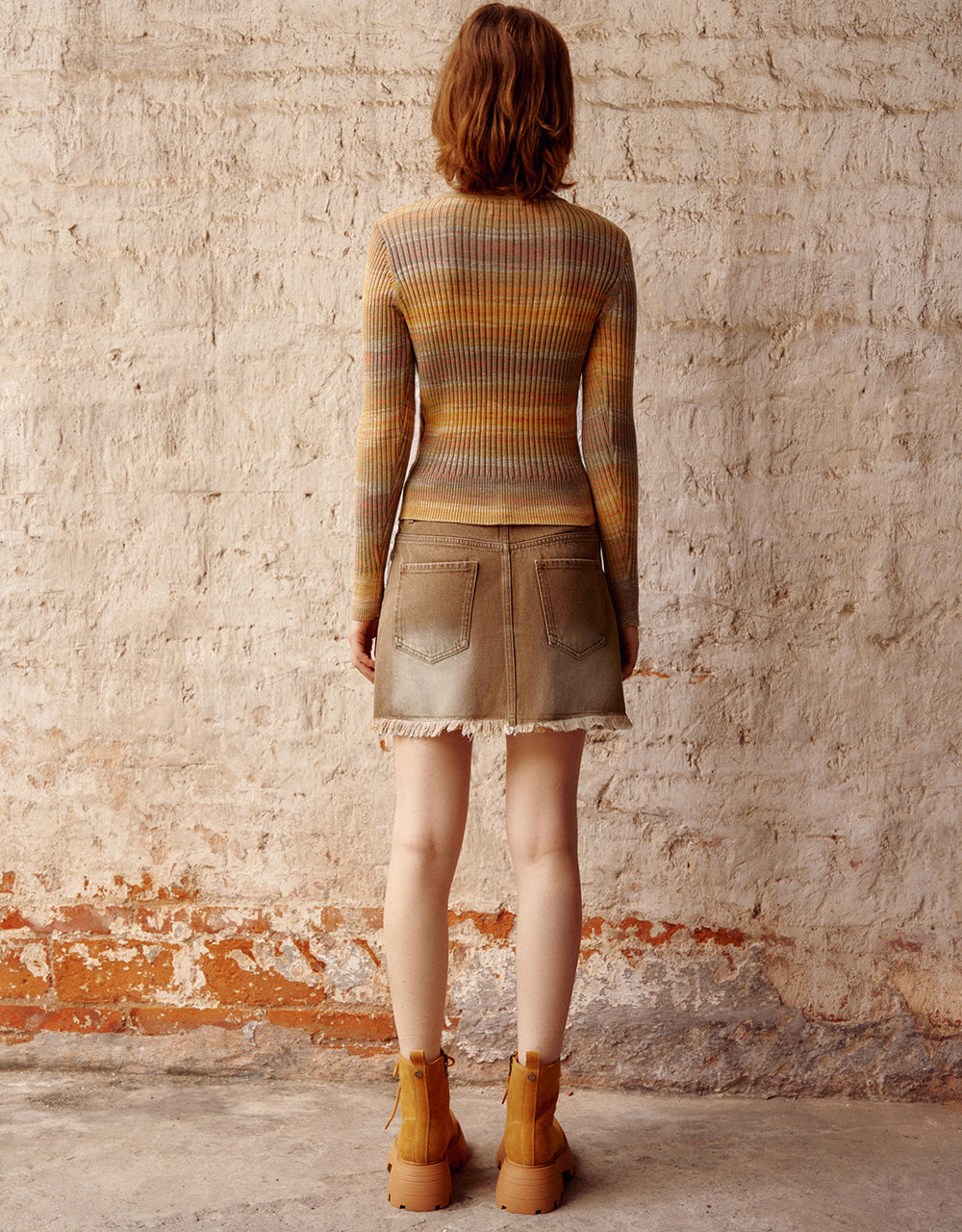 Raw Hem Mini A-Line Denim Skirt