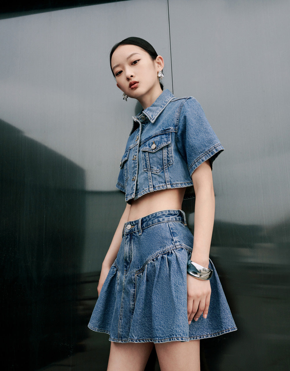 Cropped Denim Shirt
