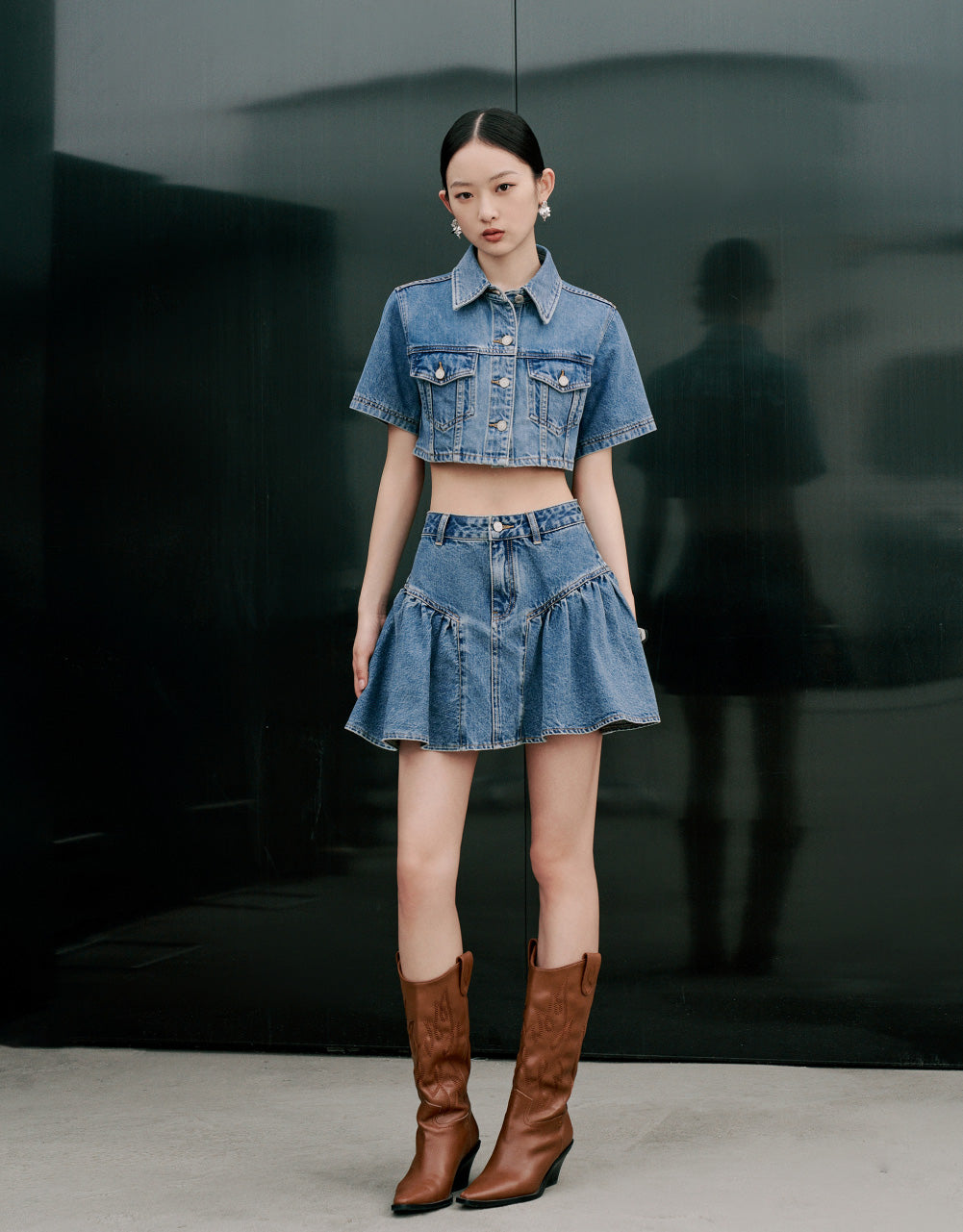 Cropped Denim Shirt