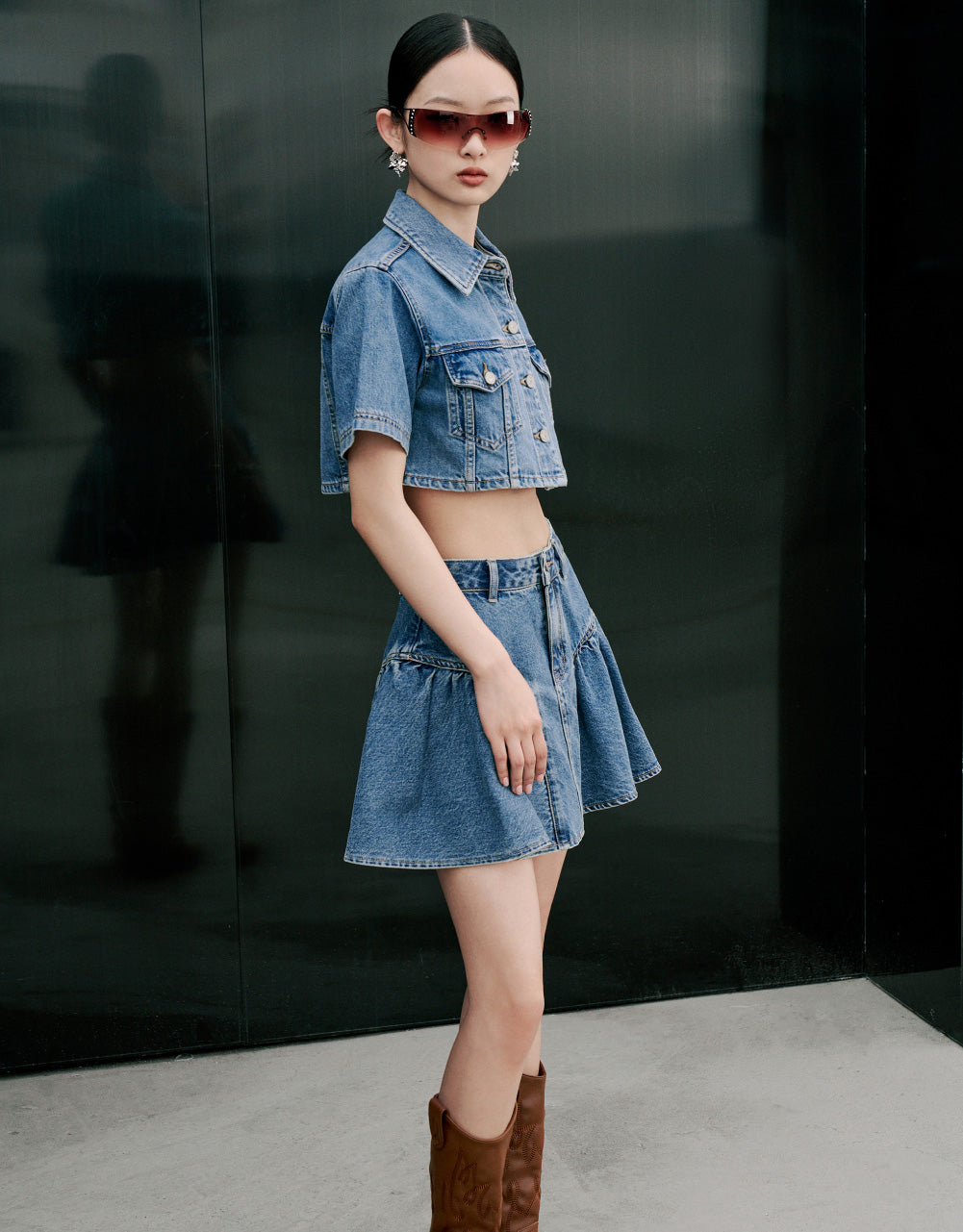 Cropped Denim Shirt