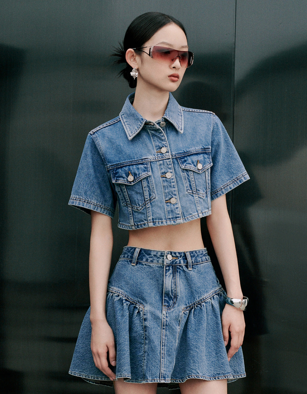Cropped Denim Shirt