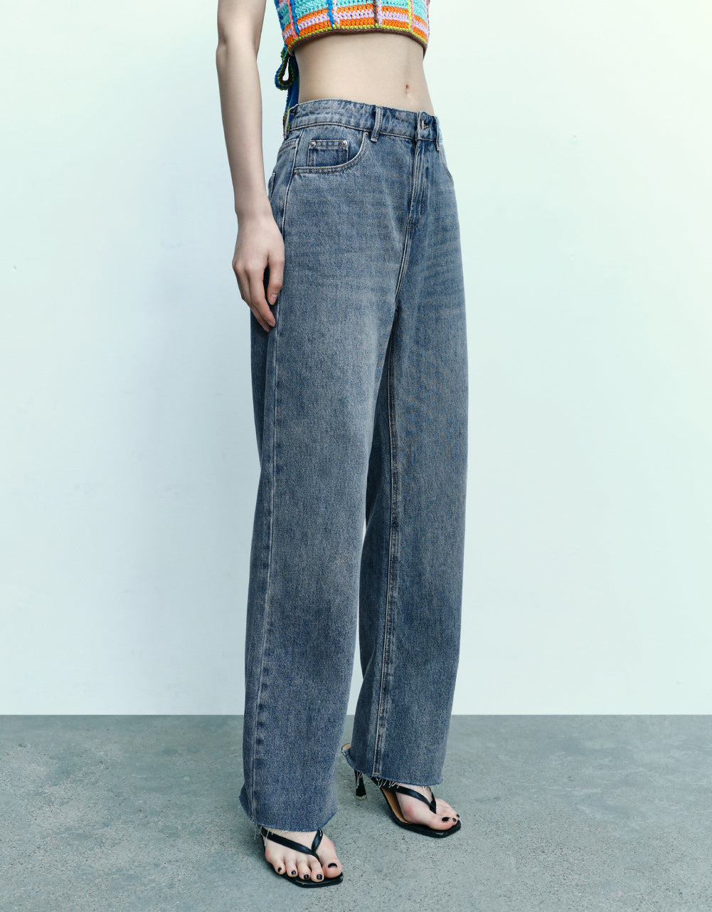 Raw Hem Straight Jeans