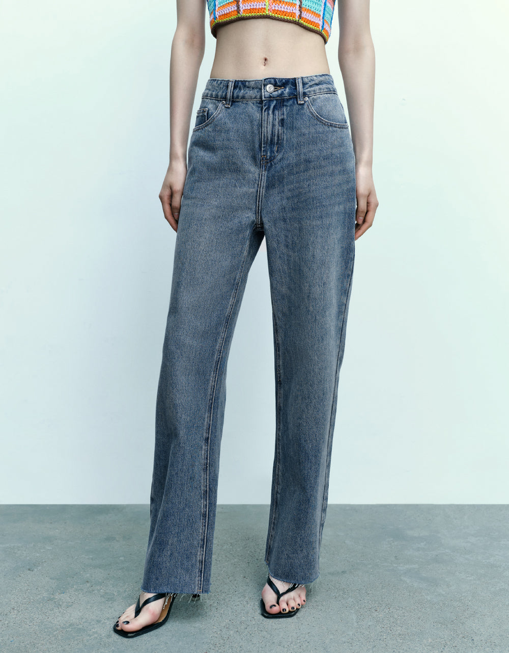 Raw Hem Straight Jeans