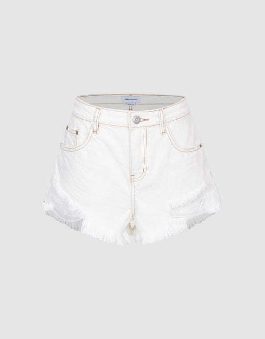 Raw Hem Denim Shorts