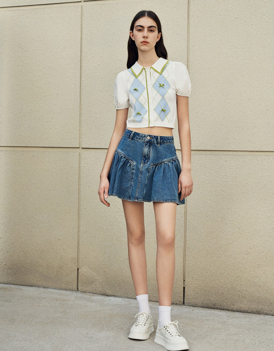 Mini A-Line Denim Skirt