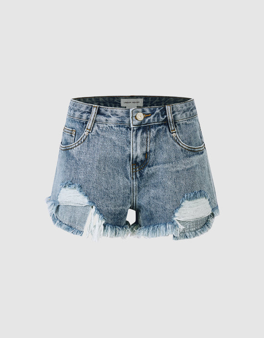 Raw Hem Denim Shorts