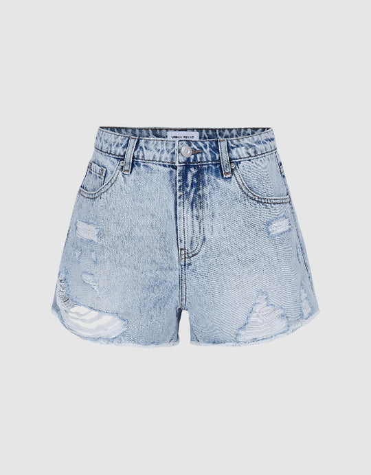 Raw Hem Denim Shorts