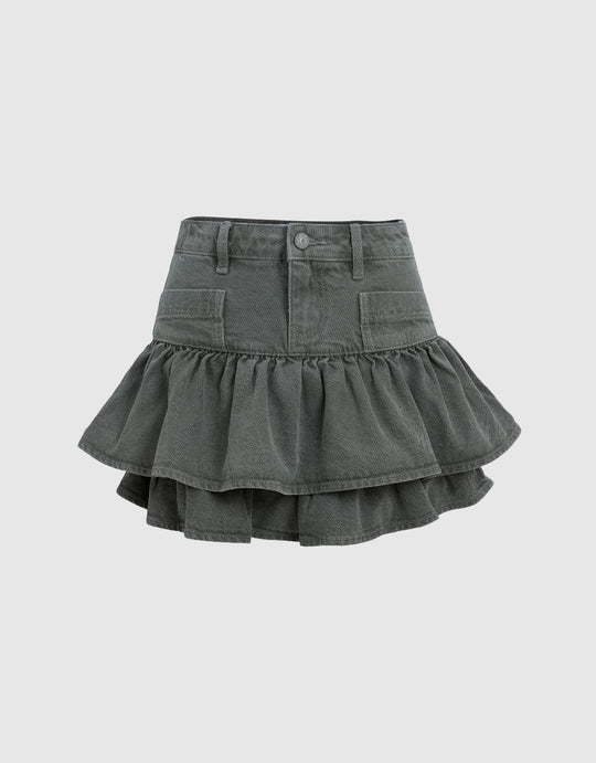 Mini A-Line Denim Skirt