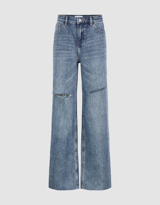 Ripped Straight Jeans