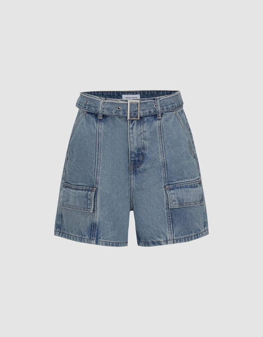 Denim Shorts With Belt