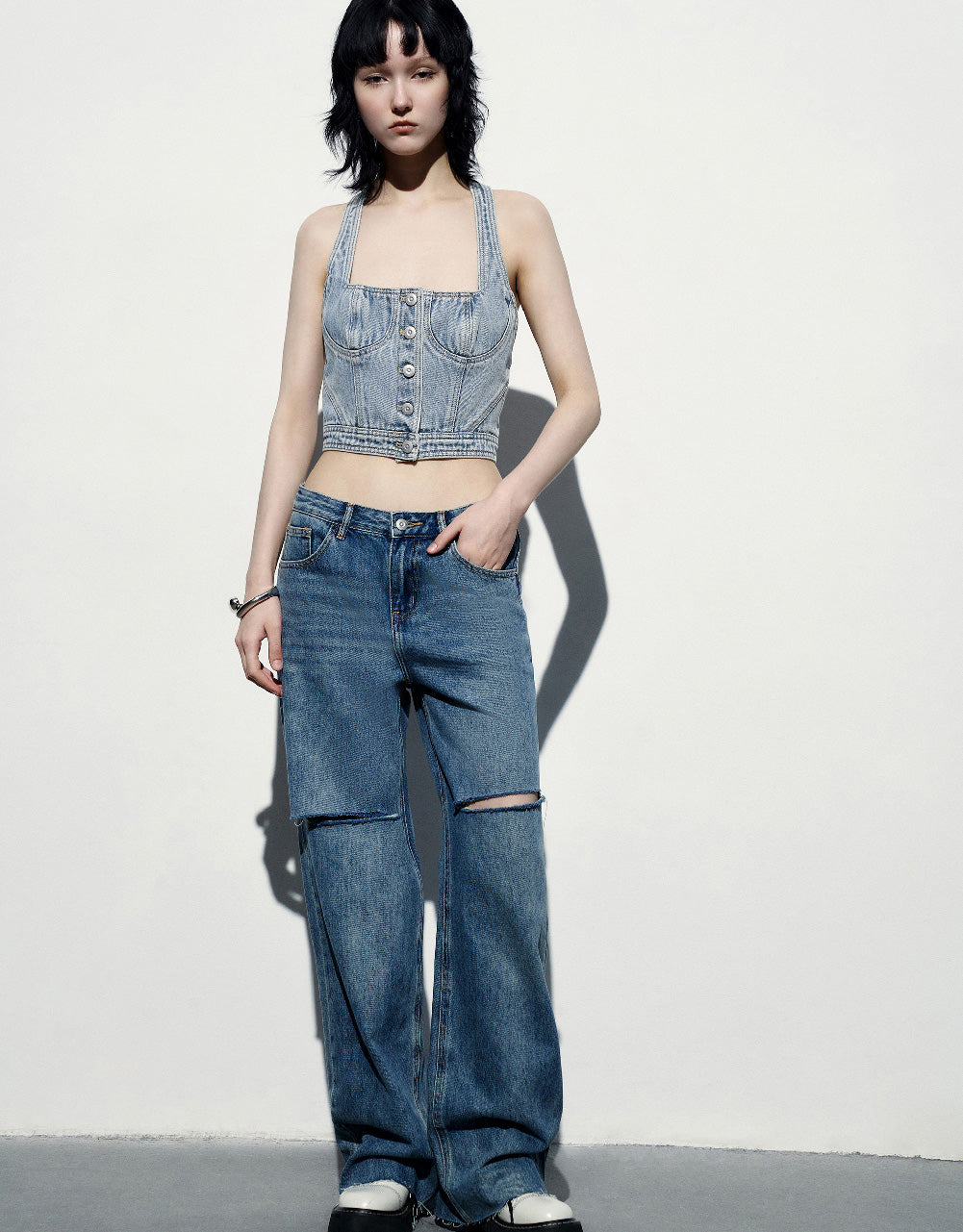 Halter Neck Denim Top