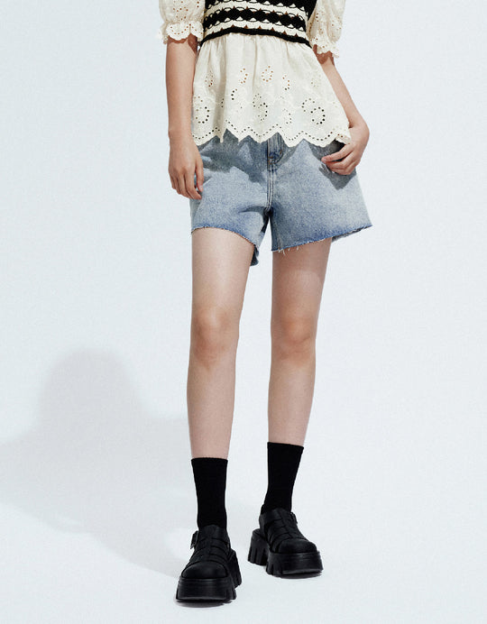 Raw Hem Denim Shorts