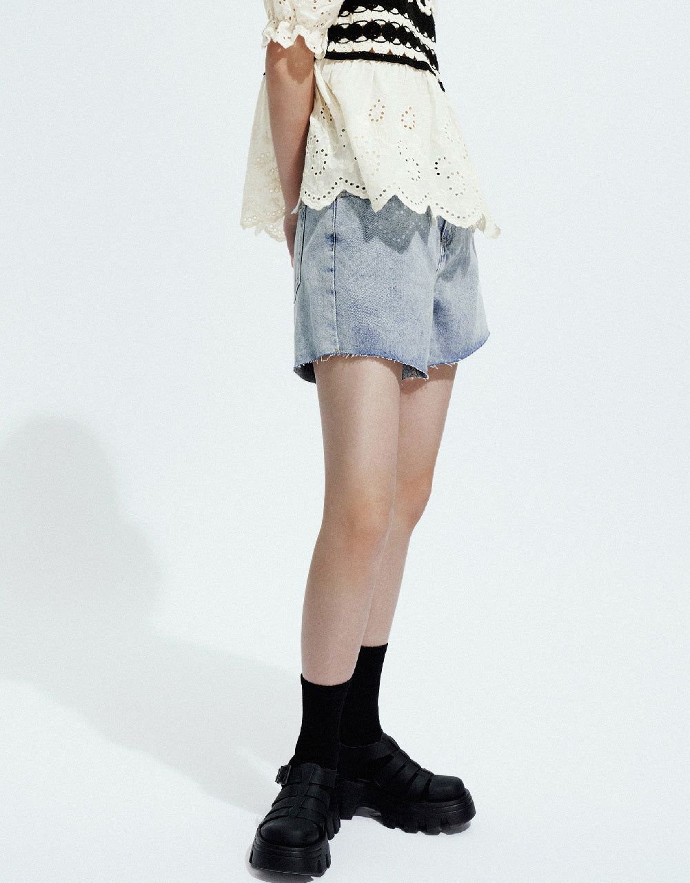 Raw Hem Denim Shorts