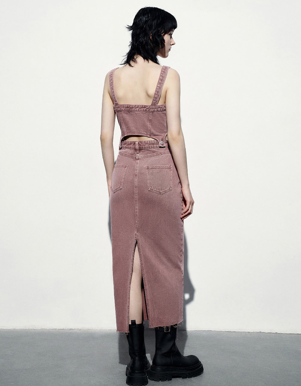 Long Denim Pinafore Dress