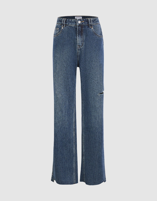 Split Hem Straight Jeans