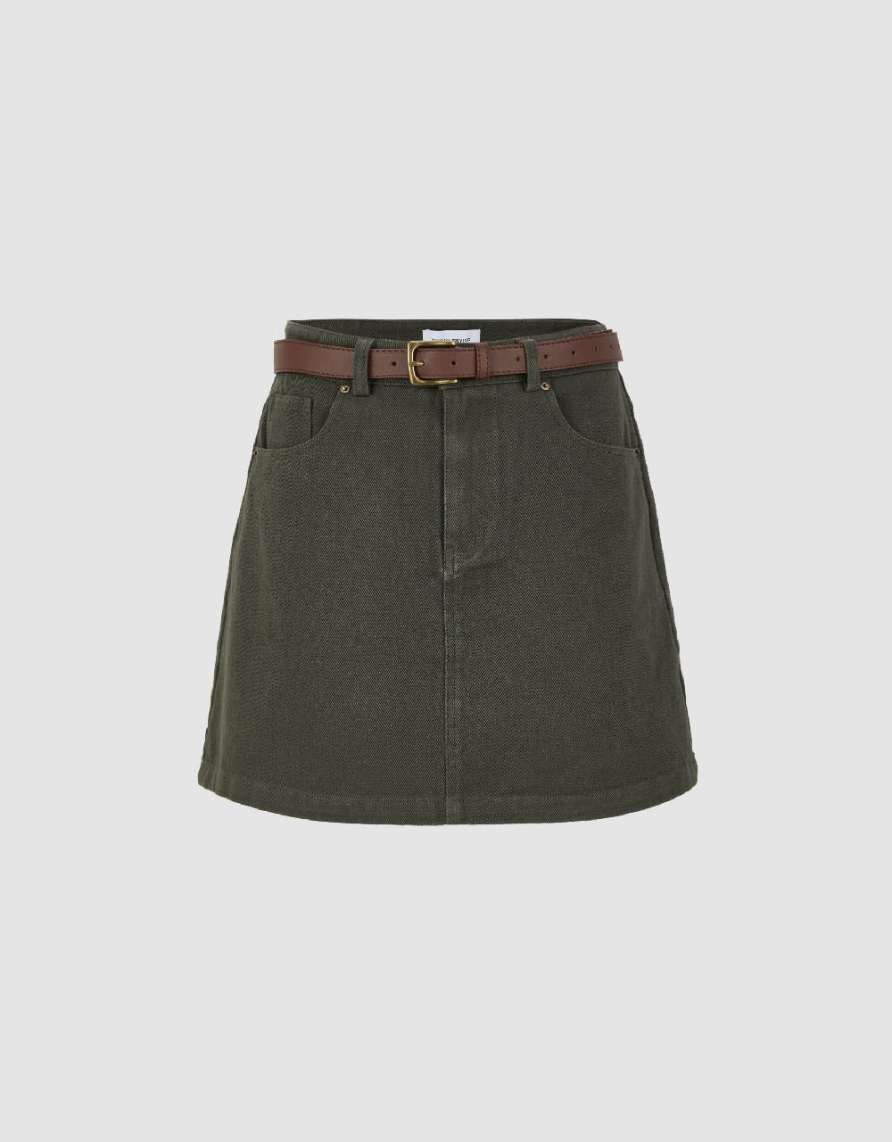 Mini A-Line Denim Skirt With Belt