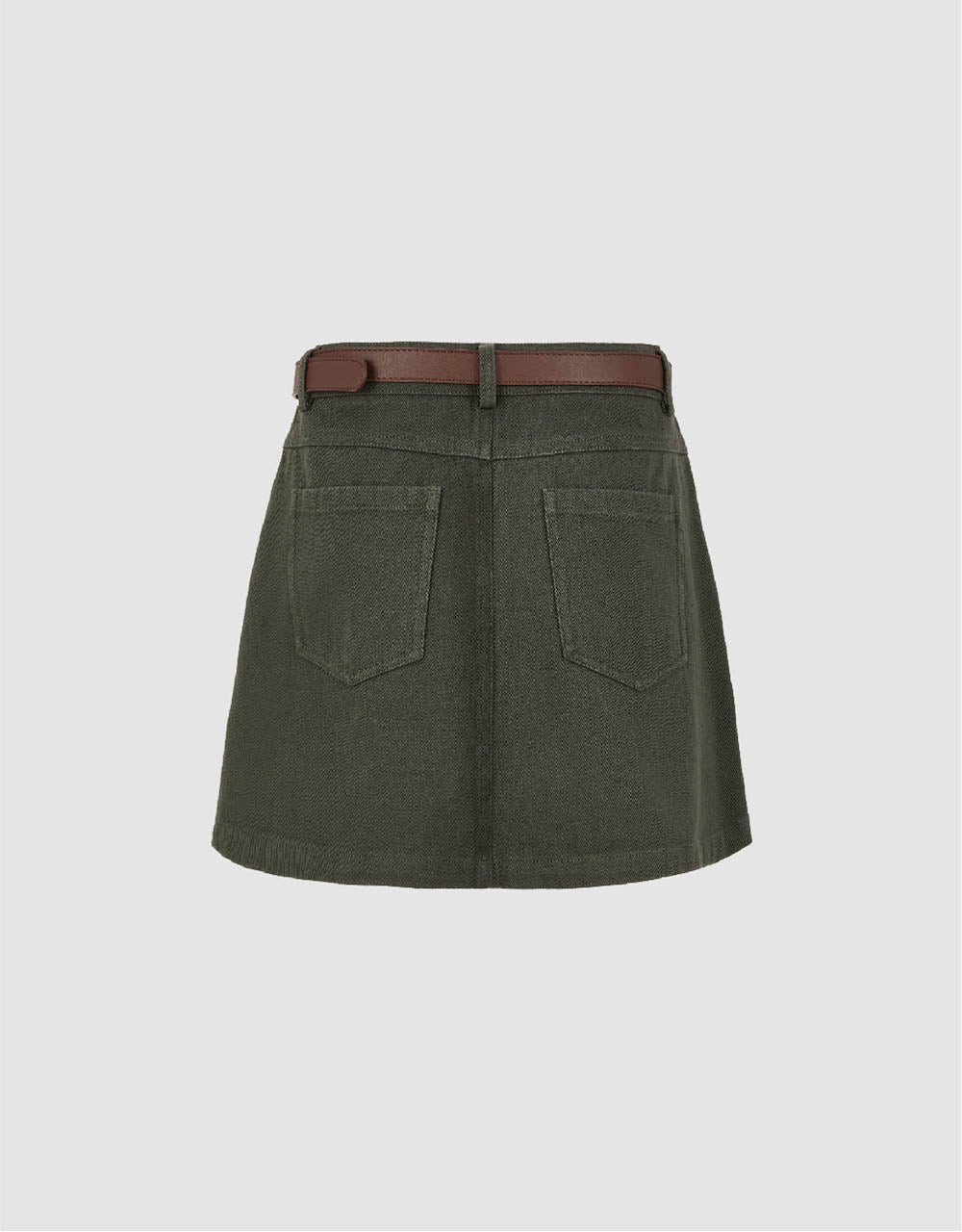 Mini A-Line Denim Skirt With Belt