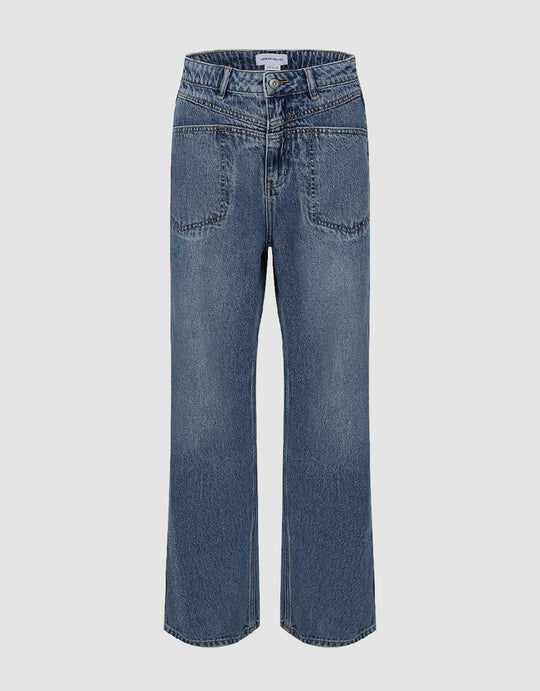 Front Pockets Wide-Leg Jeans
