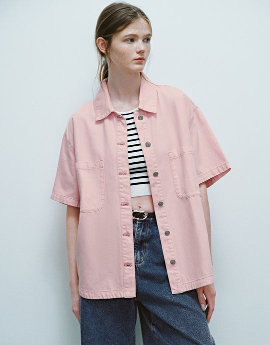 Button Up Loose Denim Shirt