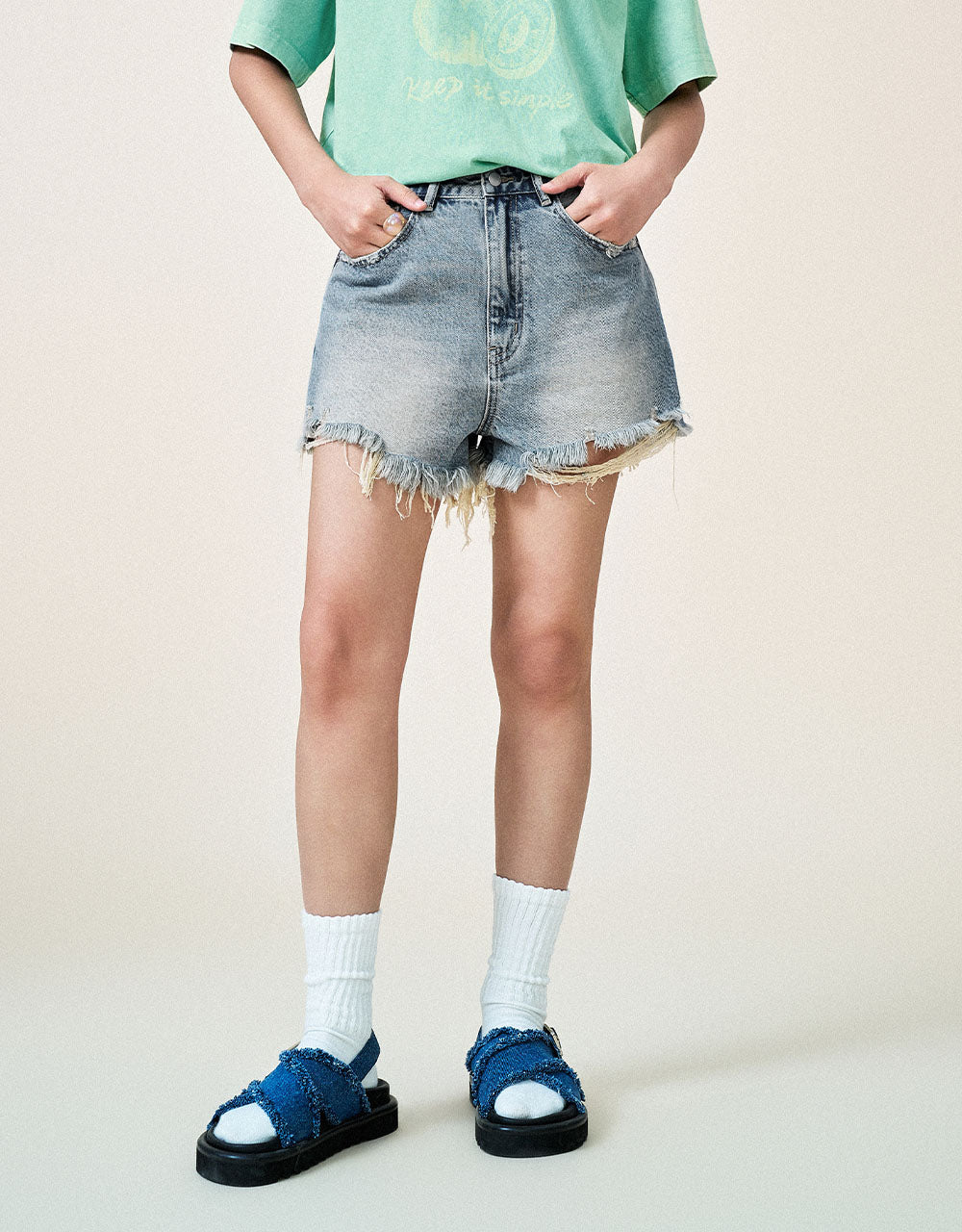 Raw Hem Denim Shorts