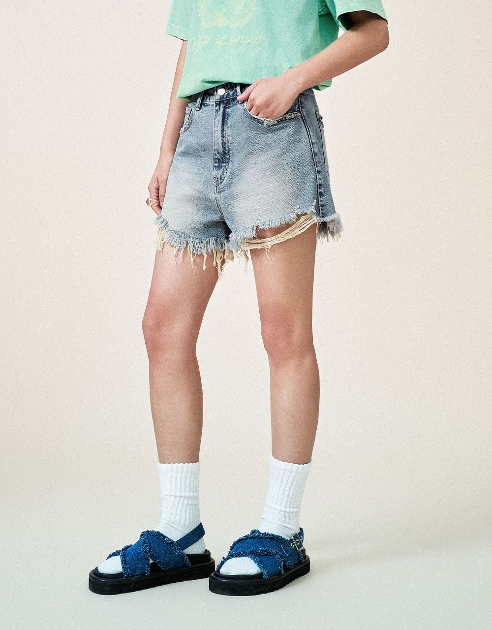 Raw Hem Denim Shorts