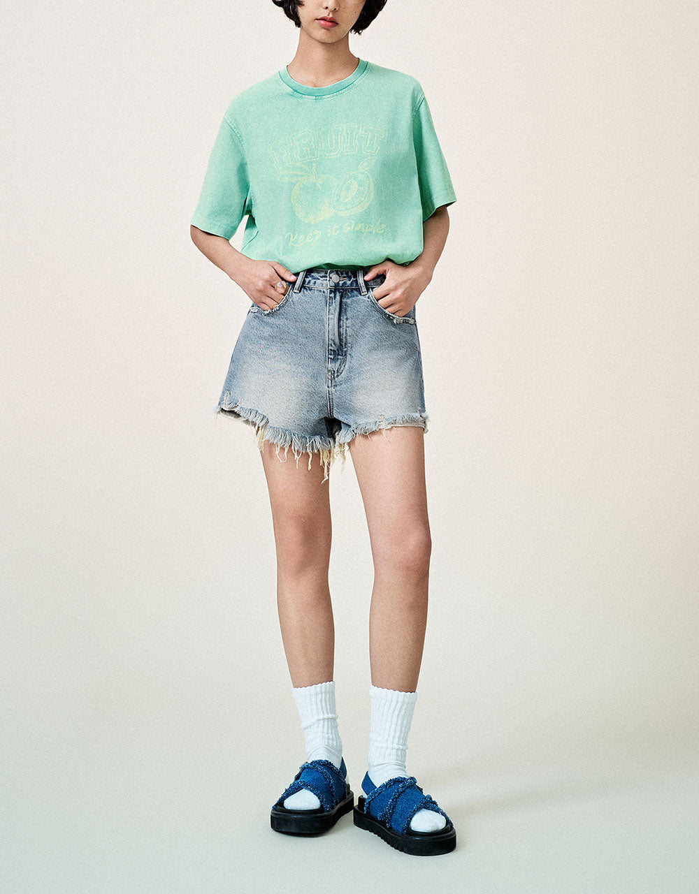 Raw Hem Denim Shorts