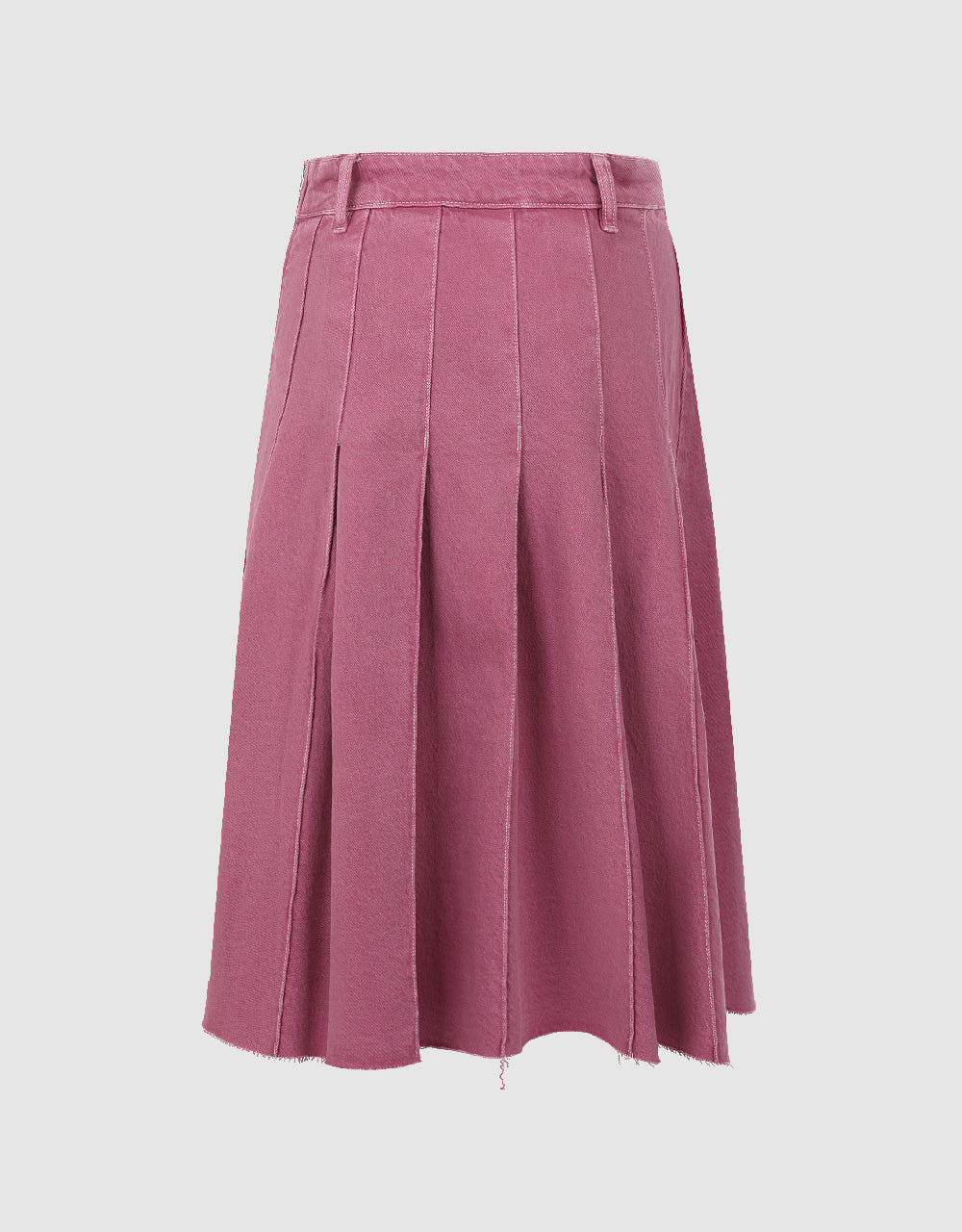 Pleated Midi Denim Skirt