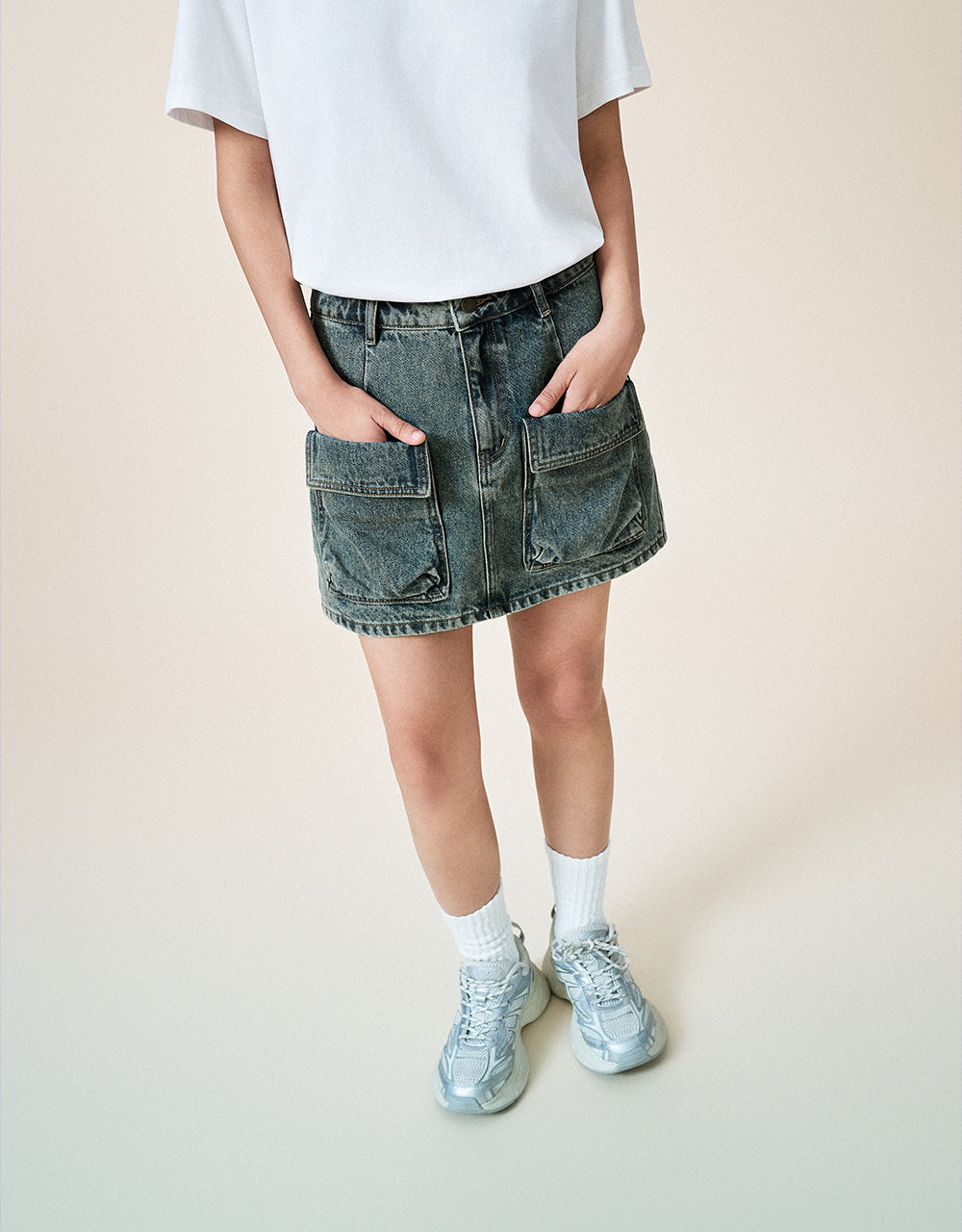 Mini Straight Denim Skirt