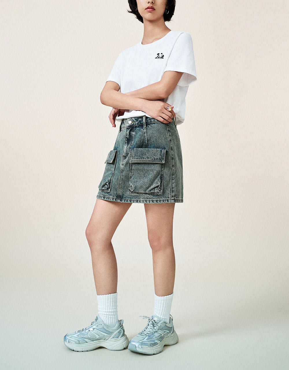 Mini Straight Denim Skirt