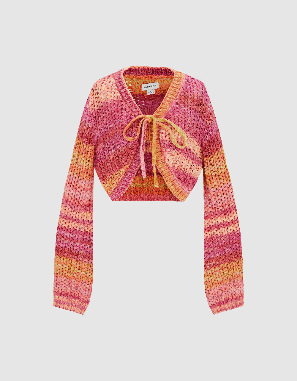 Tie Front Striped Knitted Cardigan