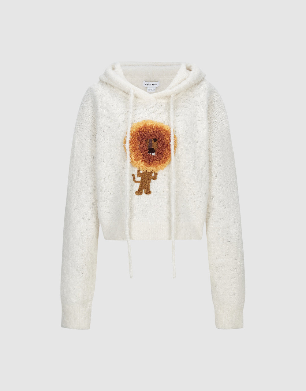 Lion Embossed Hooded Knitted T-Shirt