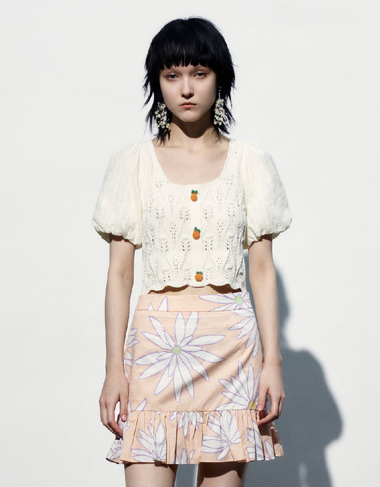 Carrot Button Knitted T-Shirt