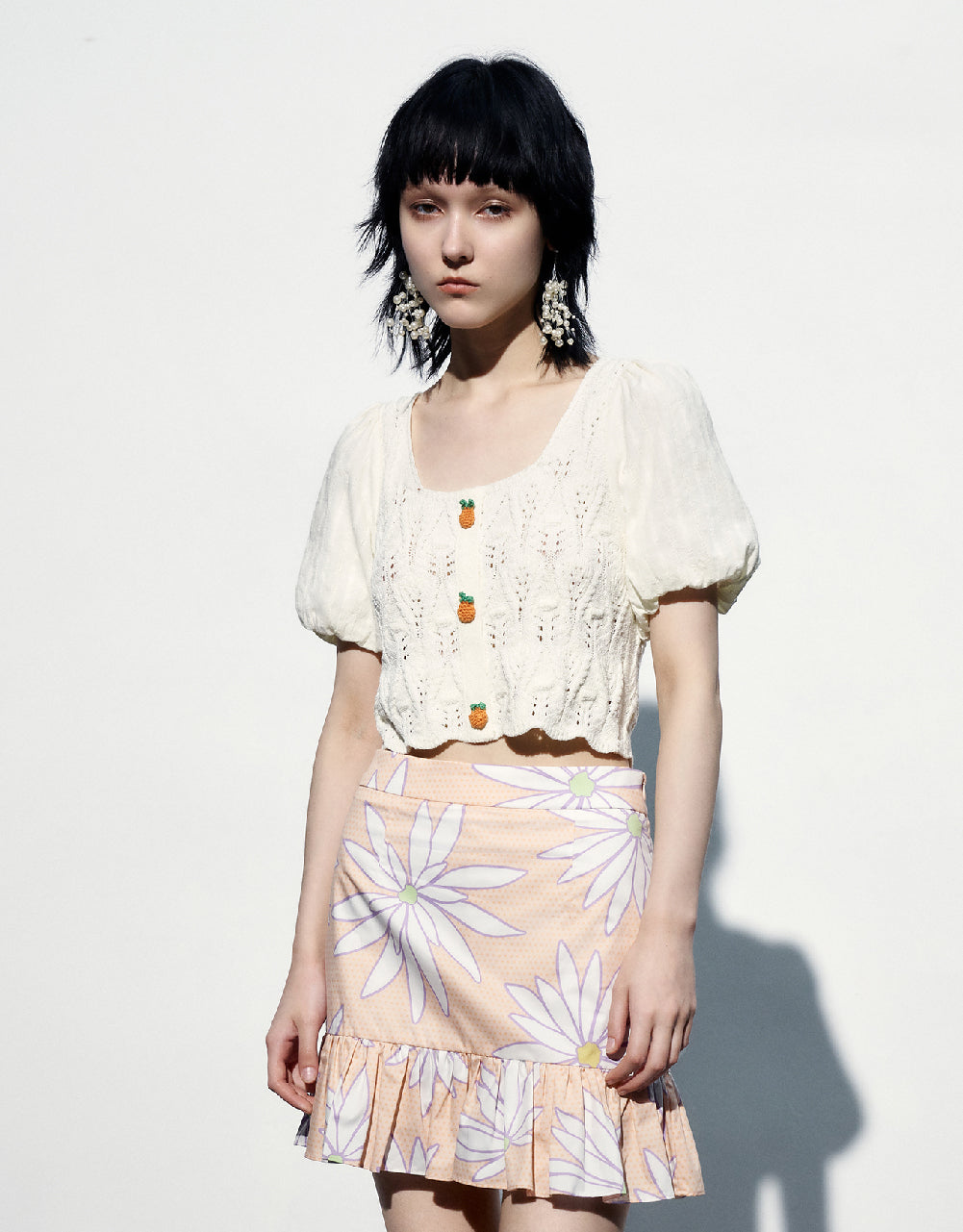 Carrot Button Knitted T-Shirt