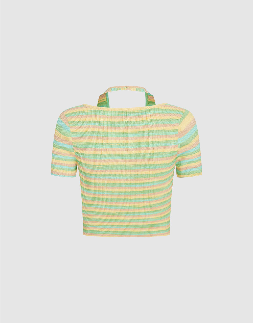 Striped Cut-Out Knitted T-Shirt