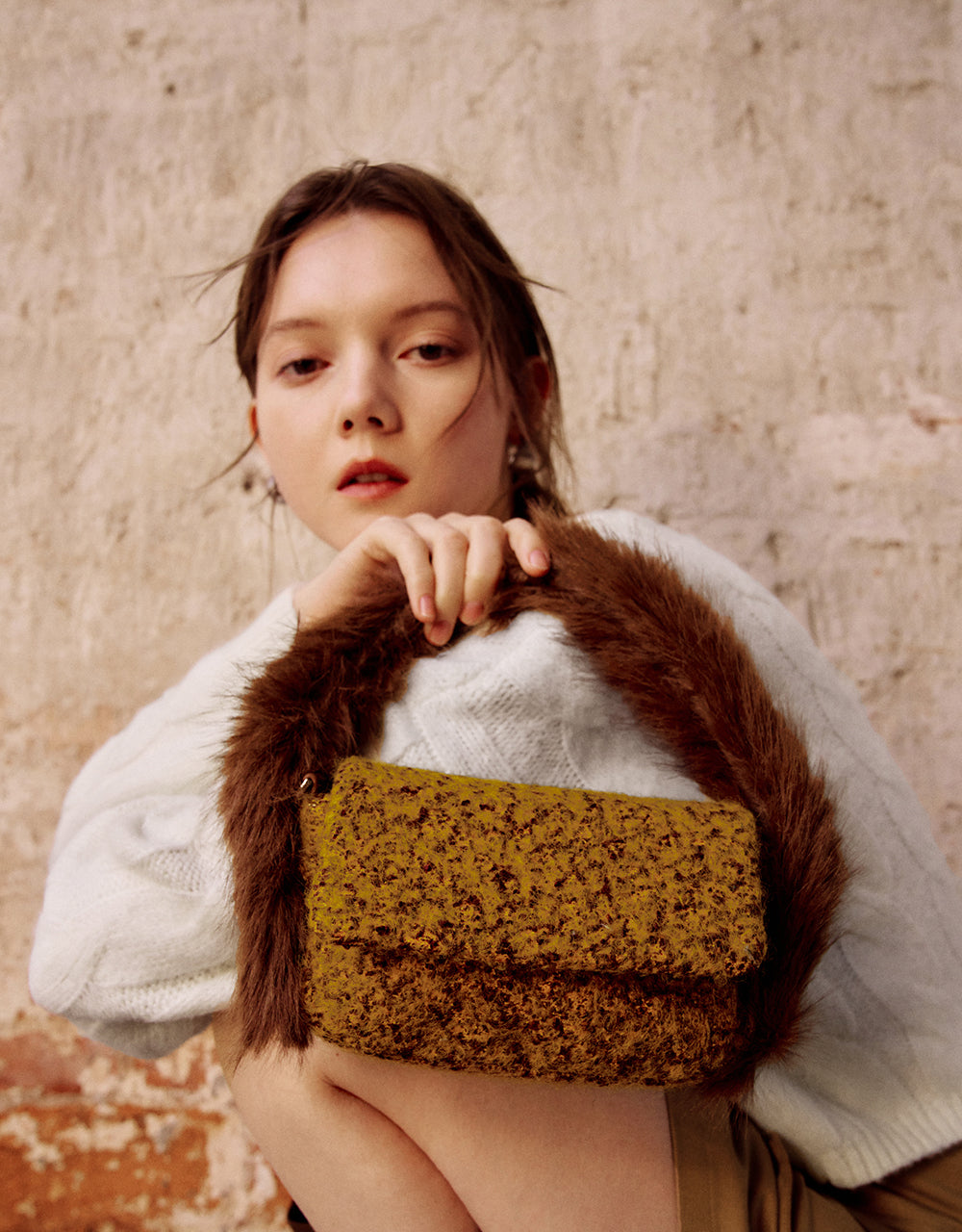 Crew Neck Cable Knitted T-Shirt