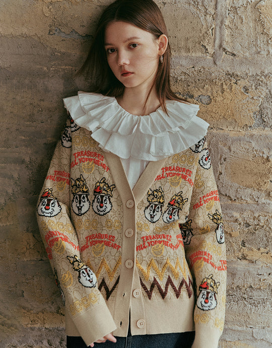 Drop Shoulder Sleeve V-Neck Knitted Cardigan