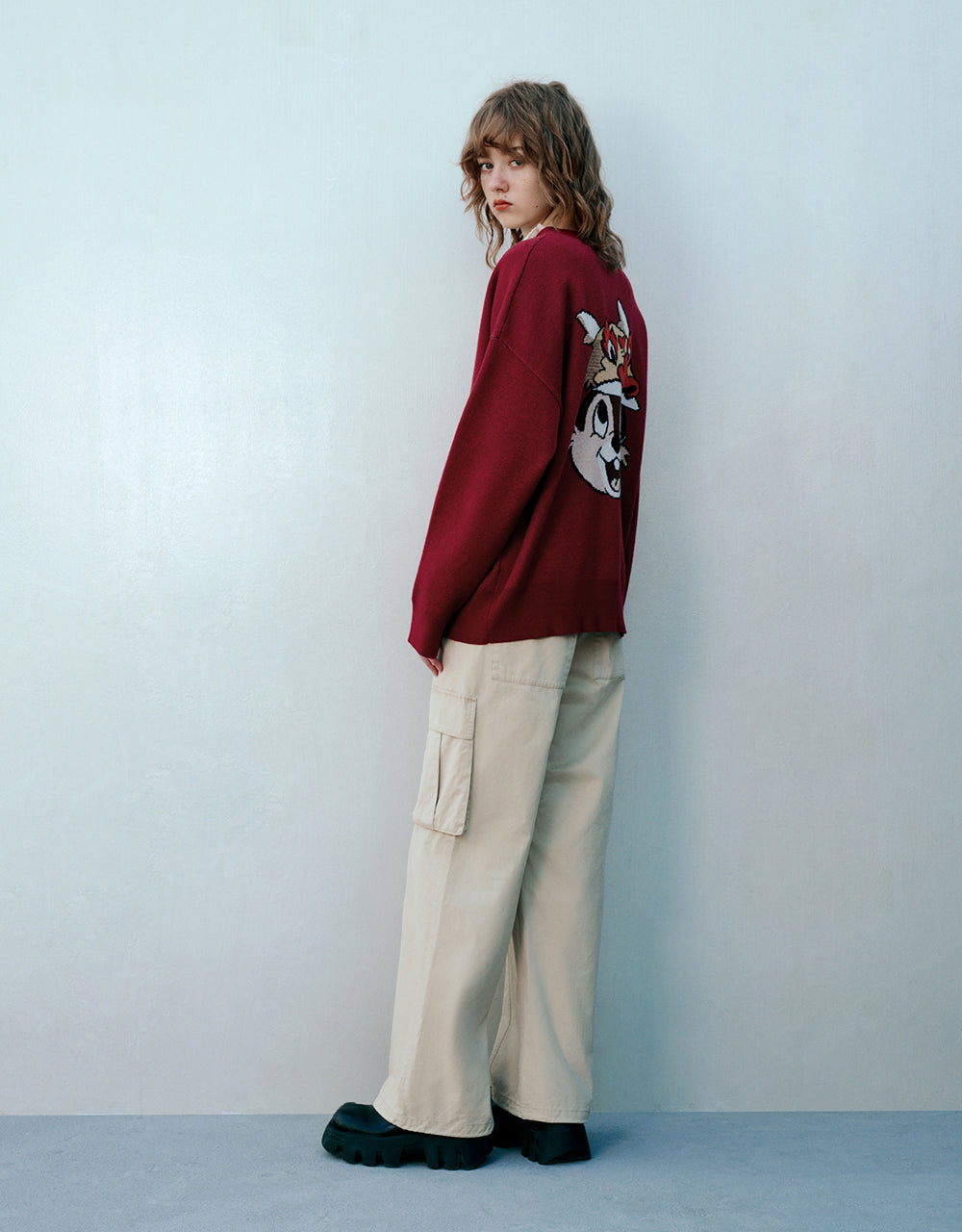 Drop Shoulder Sleeve V-Neck Knitted Cardigan