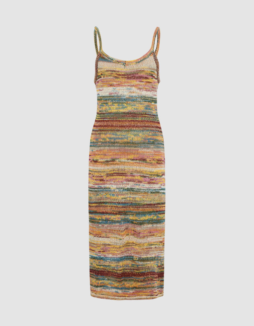 Striped V-Neck Knitted Cami Dress