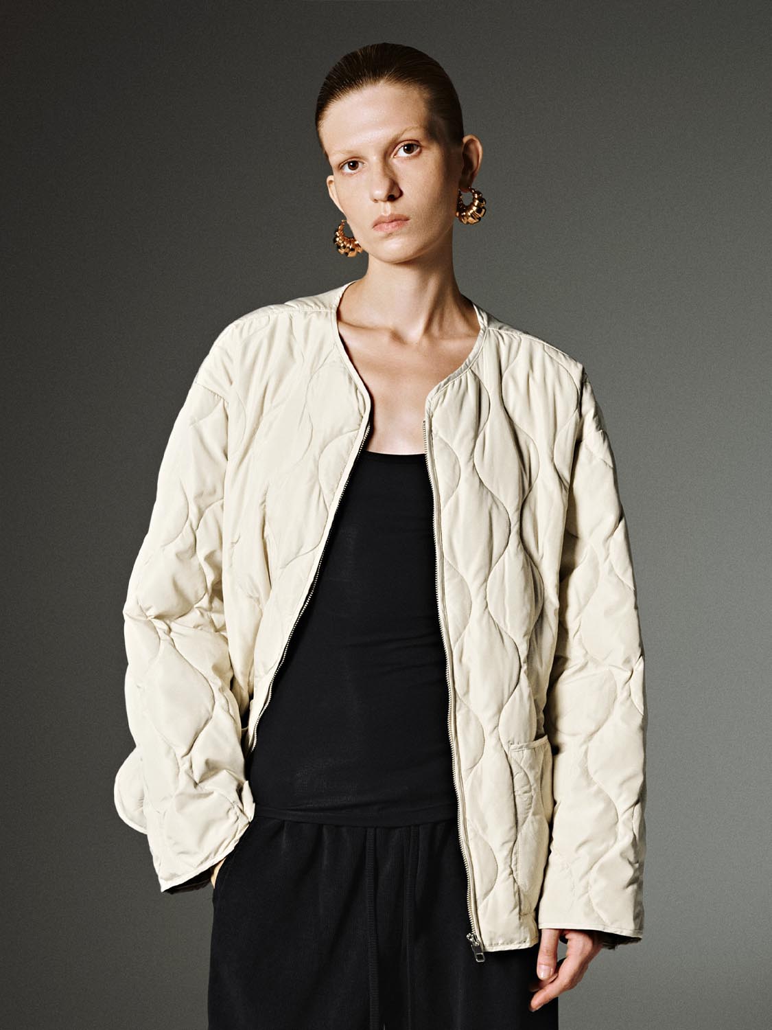 Patch Pocket Quilted Puffer Jackets