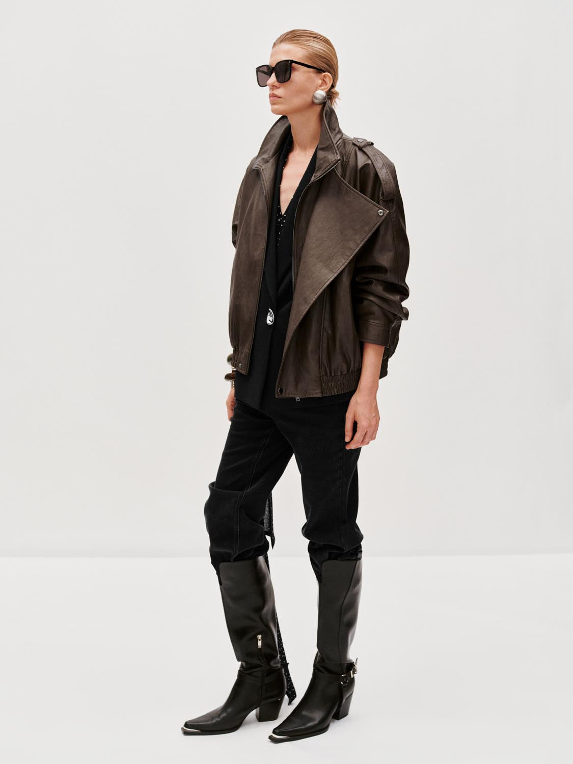 Tie Asymmetric Bomber Jackets