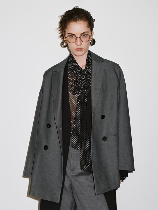 Double Breasted Notch Lapel Blazer