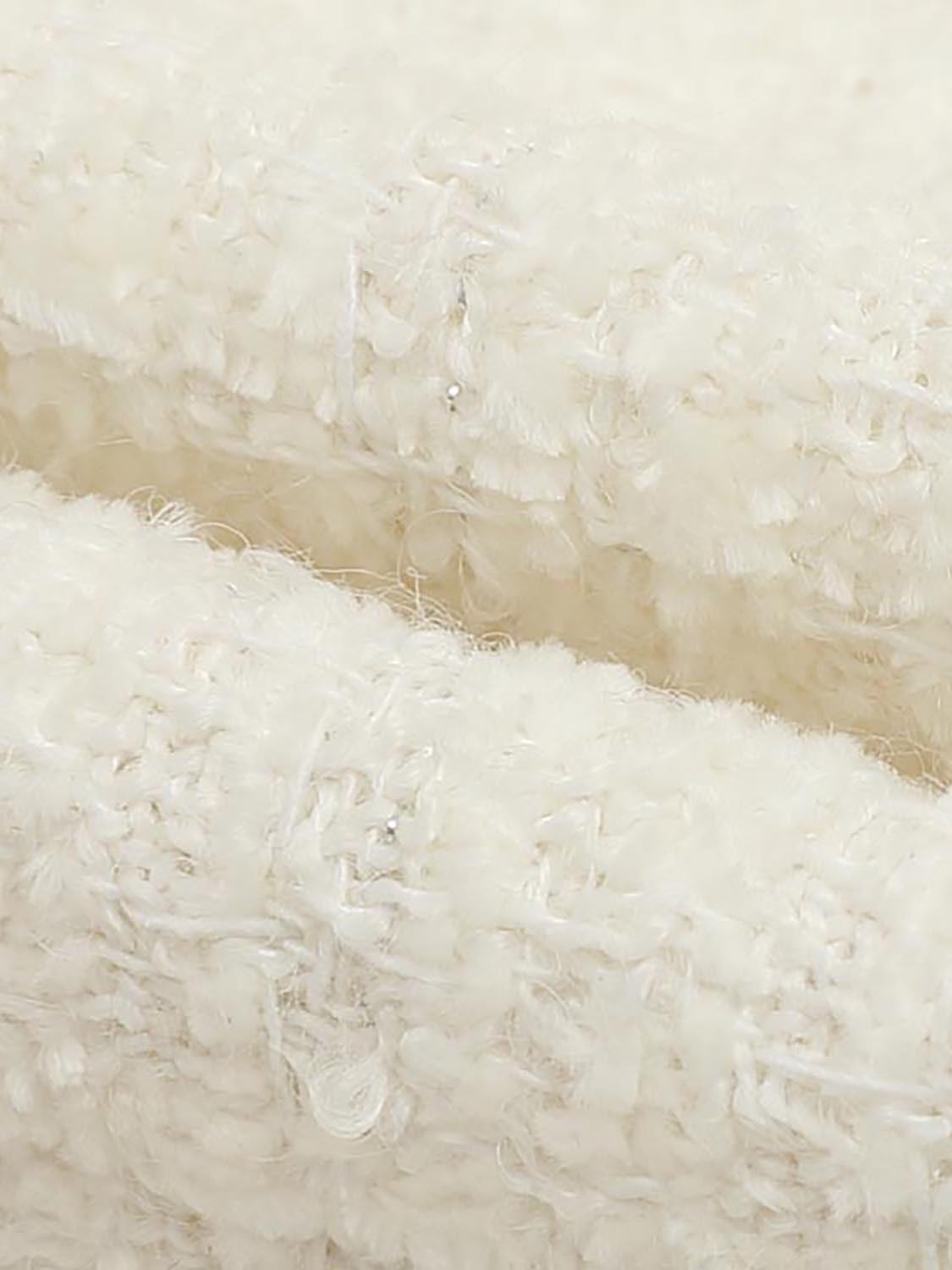 Button Up Crew Neck Tweed Jackets