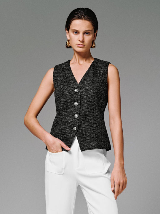 Button Up Tweed Vests