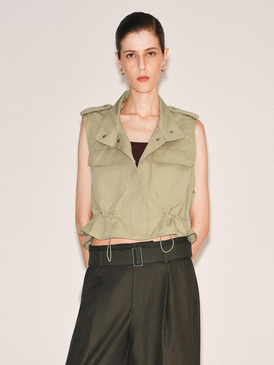 Ruffle Collar Cotton Tank Top