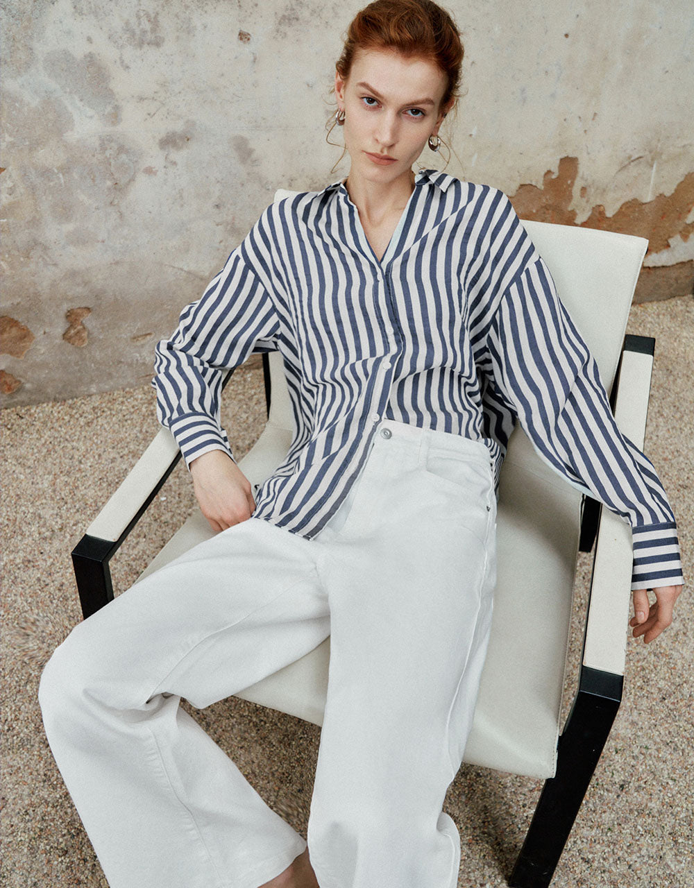 Striped Button Up Lapel Shirt