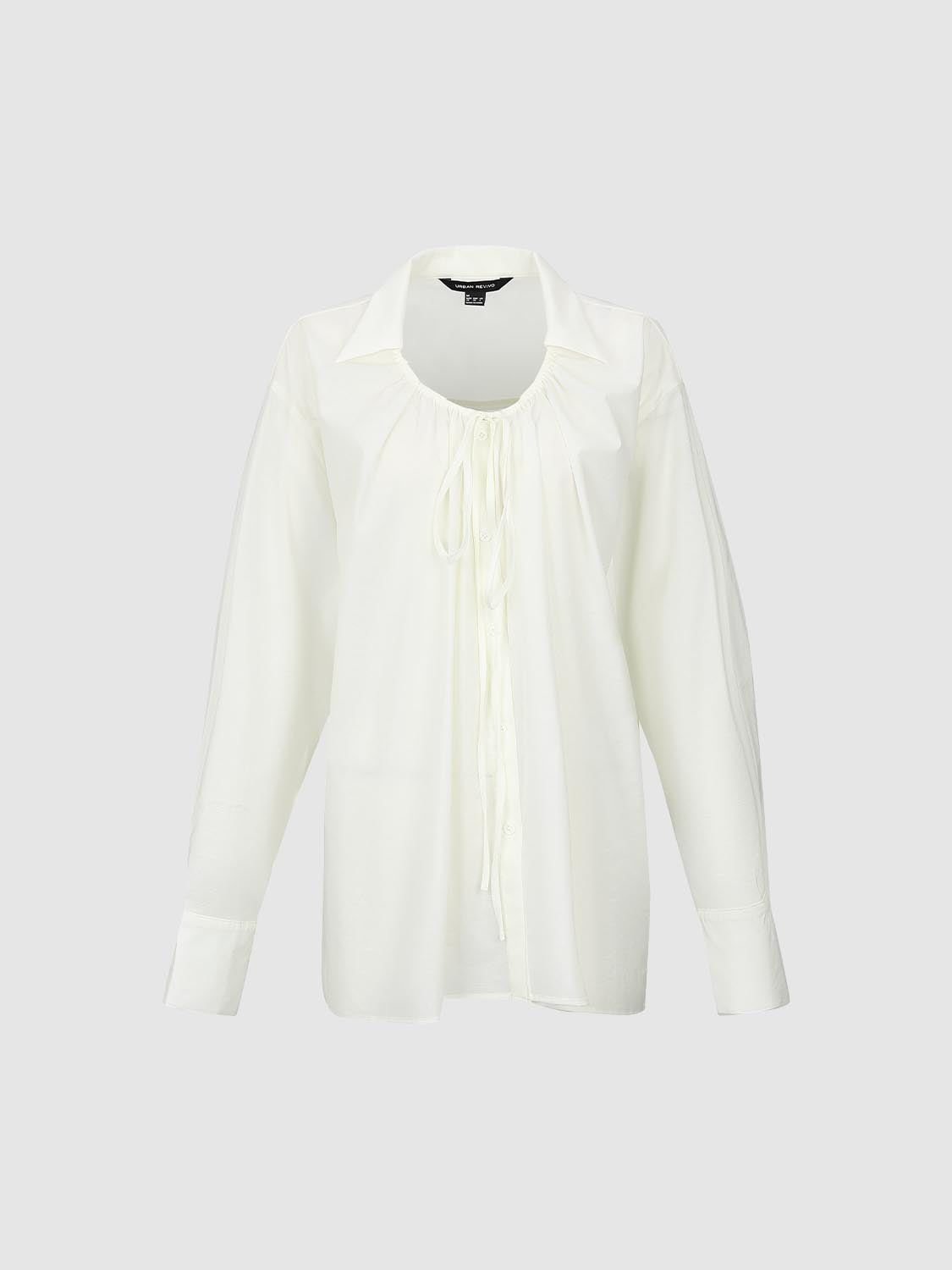 Tie Front Crew Neck Shirt